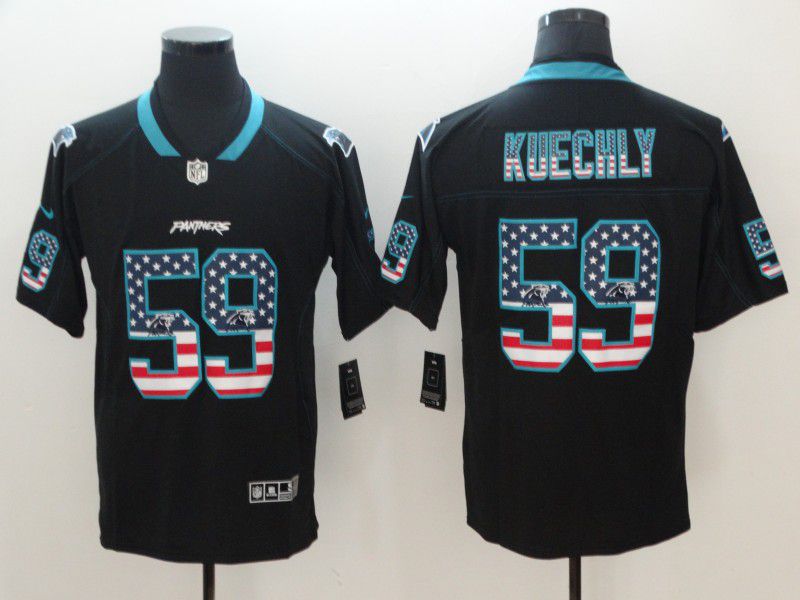 Men Carolina Panthers #59 Kuechly Nike USA Flag Fashion Black Color Rush Limited NFL Jerseys->carolina panthers->NFL Jersey